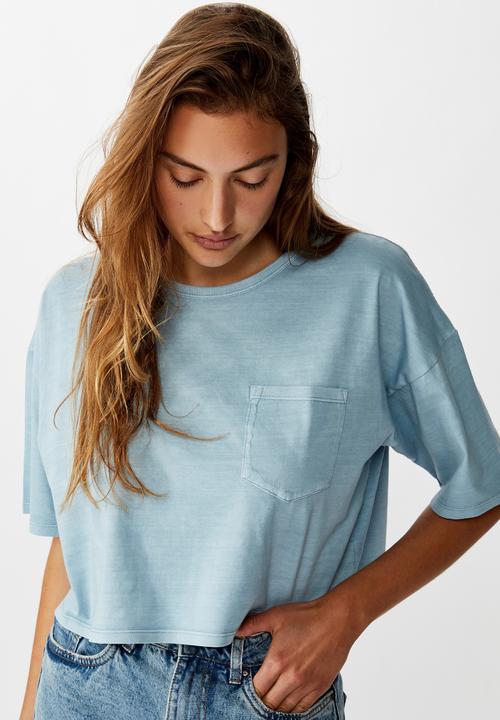 Cotton On - The one slouch pocket tee - washed dusty blue