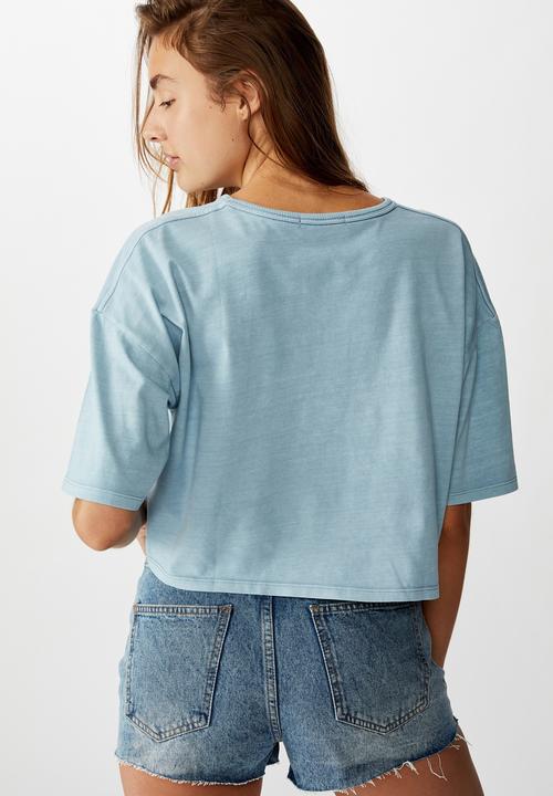 Cotton On - The one slouch pocket tee - washed dusty blue