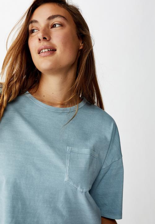Cotton On - The one slouch pocket tee - washed dusty blue