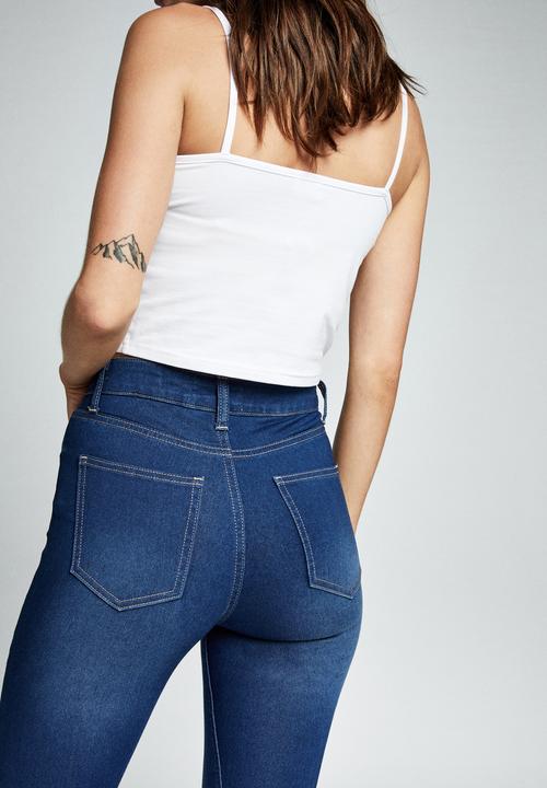 Cotton On - Mid rise cropped super stretch - deep blue pockets