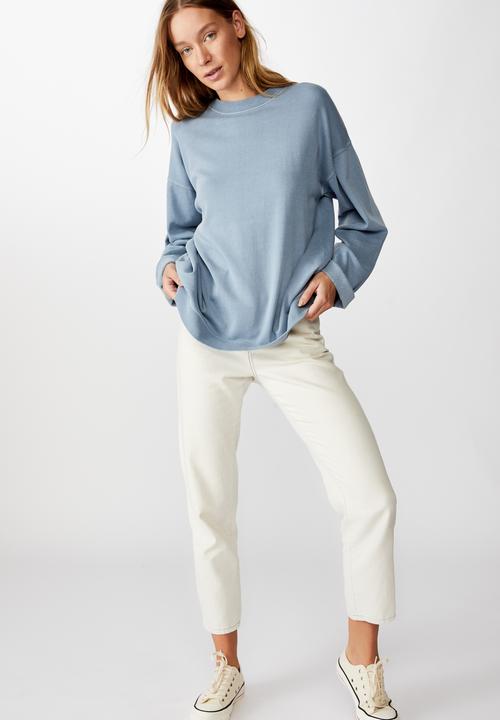 Cotton On - Lola long sleeve tunic crew - faded denim