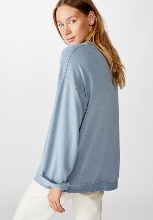 Cotton On - Lola long sleeve tunic crew - faded denim