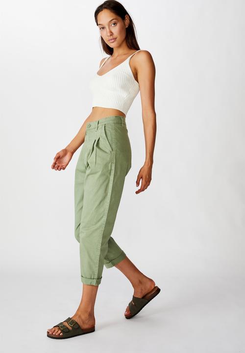 Cotton On - Hunter pleated pant - oil green