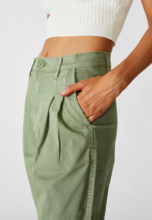 Cotton On - Hunter pleated pant - oil green