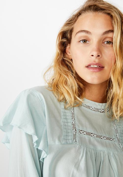 Cotton On - Lace smock blouse - cloud blue