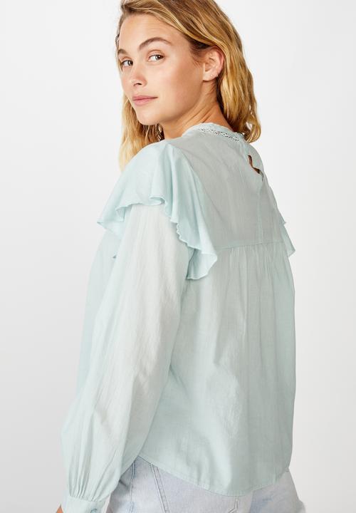 Cotton On - Lace smock blouse - cloud blue