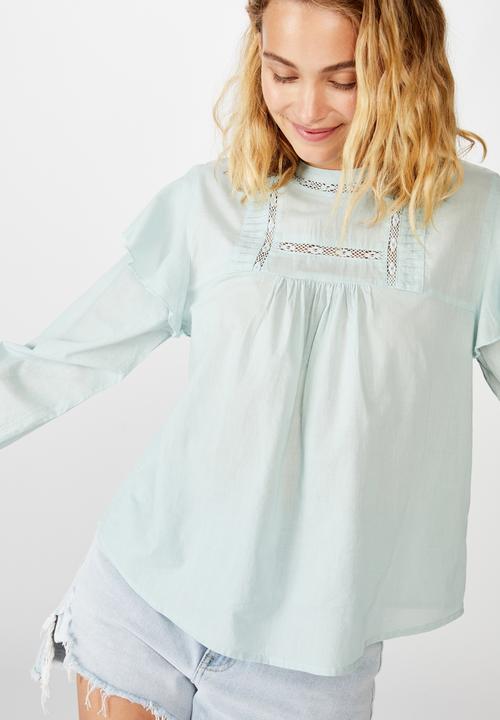 Cotton On - Lace smock blouse - cloud blue