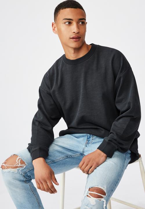 Cotton On - Pigment dyed oversized crew - charcoal 