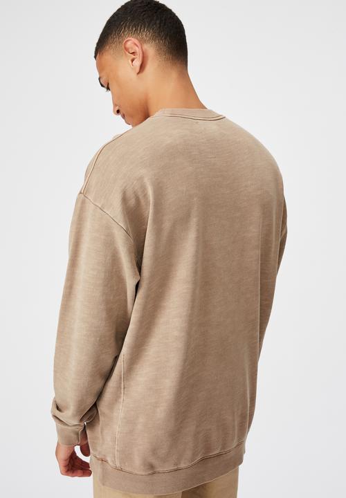 Cotton On - Pigment dyed oversized crew - taupe