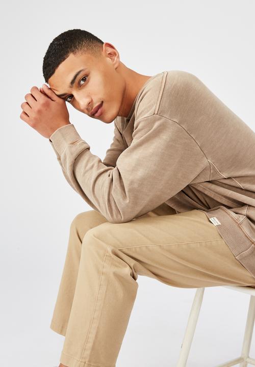 Cotton On - Pigment dyed oversized crew - taupe