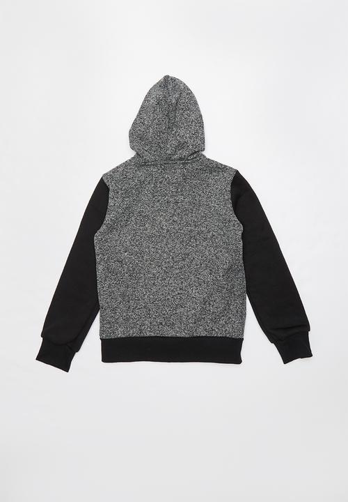 SOVIET - Paxton zip through hoodie - black & grey