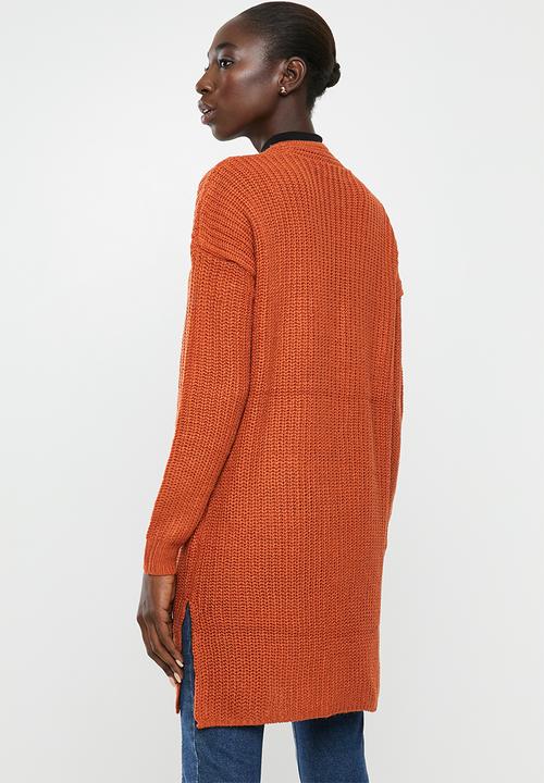 Brave Soul - Long length cardi - orange