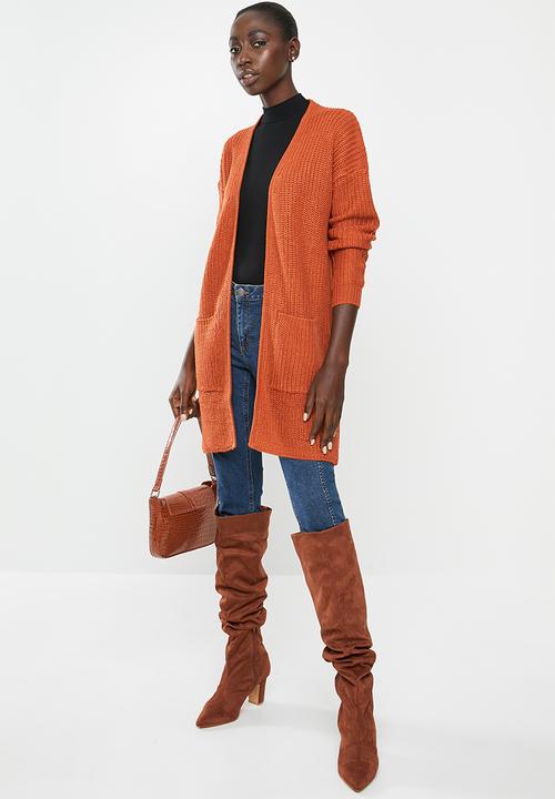 Brave Soul - Long length cardi - orange