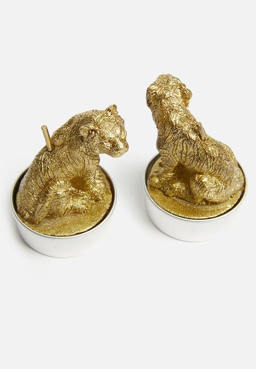 H&S - Tiger tealight set of 3 - gold