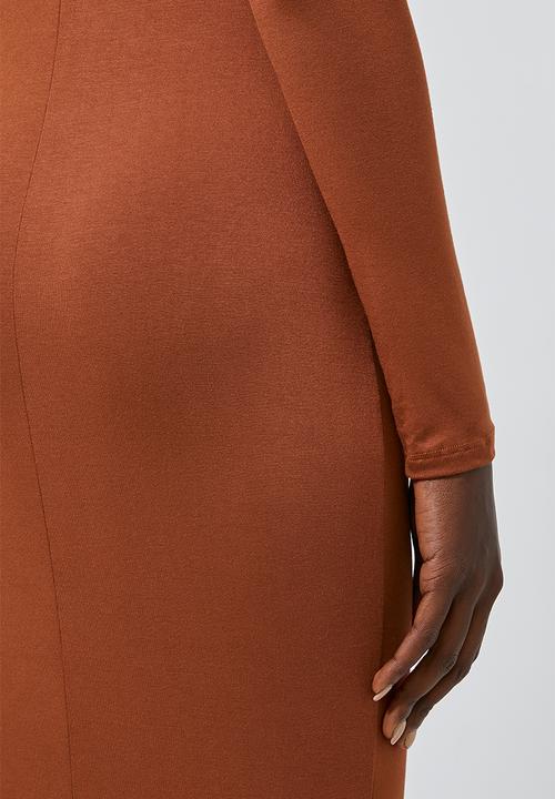 Superbalist - 2 pack polo neck midi dress - rust & black