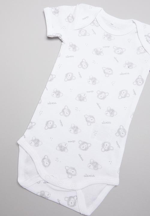 Name It - Body 3 pack short sleeve teddy - white & grey 