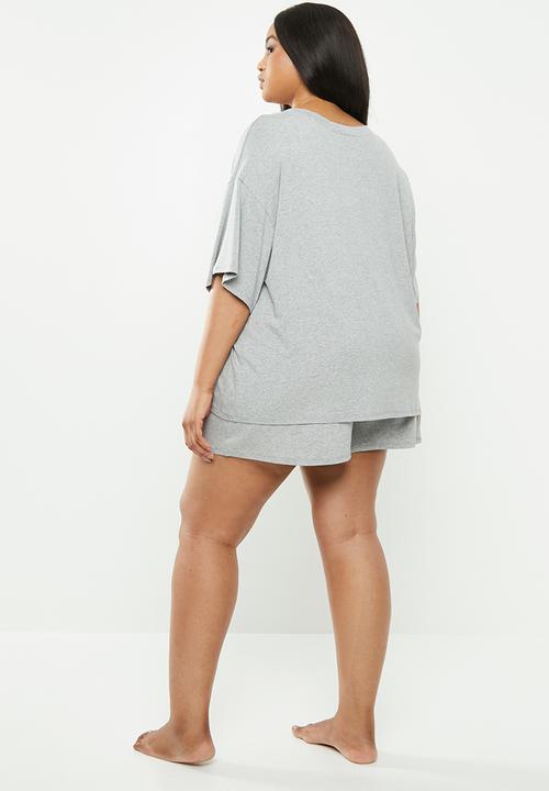 Superbalist - Plus sleep tee & shorts set - grey