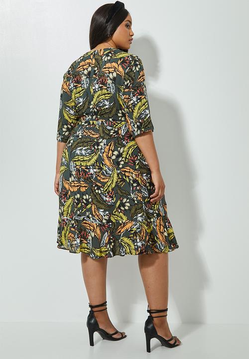 Superbalist - Frill hem wrap dress - multi 