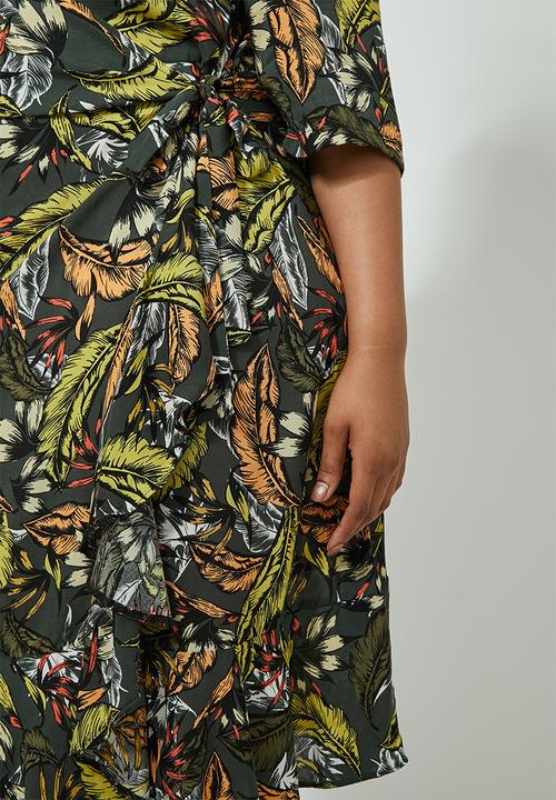 Superbalist - Frill hem wrap dress - multi 