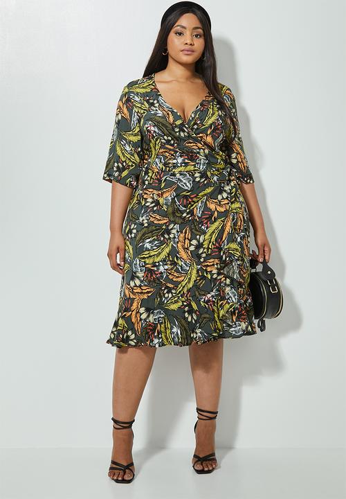 Superbalist - Frill hem wrap dress - multi 