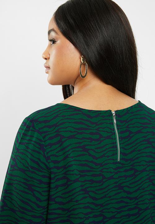 Carmakoma - Luxeve 3/4 short sleeve dress - green & black
