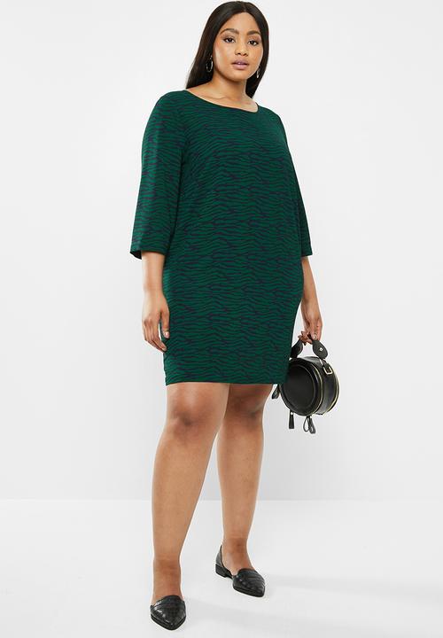Carmakoma - Luxeve 3/4 short sleeve dress - green & black