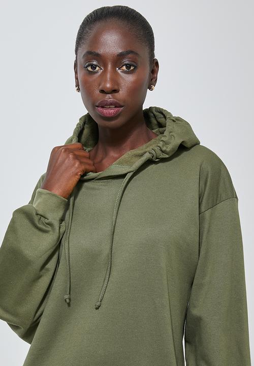 Superbalist - Hooded sweat dress - khaki