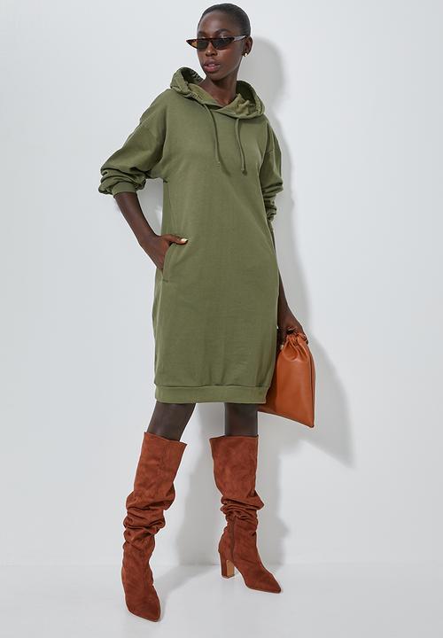 Superbalist - Hooded sweat dress - khaki