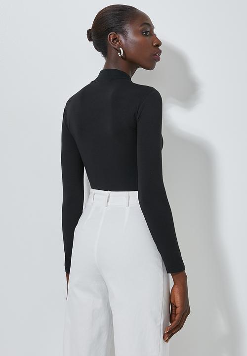 Superbalist - Long sleeve fitted high neck tee - black