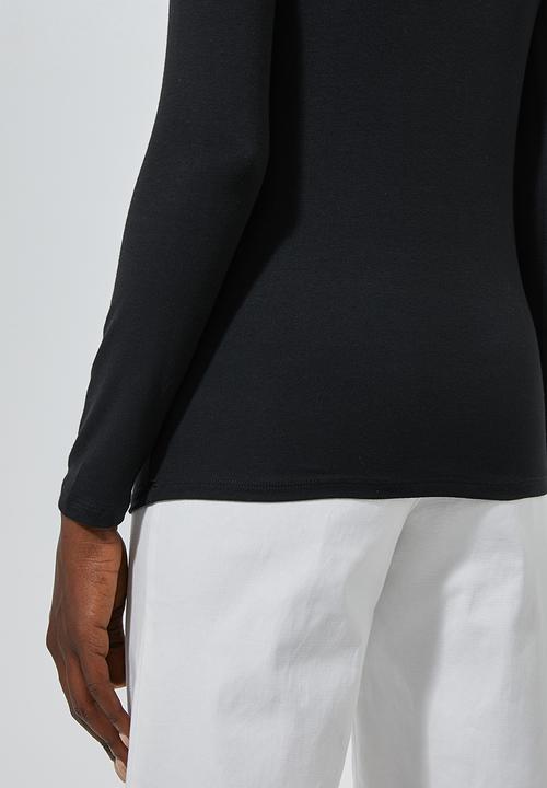 Superbalist - Long sleeve fitted high neck tee - black