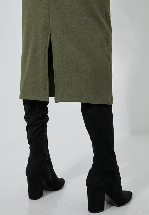 Superbalist - Rib belted bodycon dress - khaki