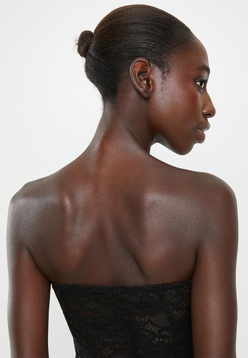 Missguided - Lace hook and eye corset bandeau bodysuit - black