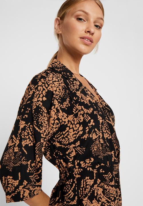 Vero Moda - Prosecca 3/4 calf dress - brown & black 
