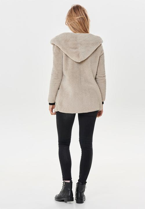 ONLY - New contact hooded sherpa coat - beige
