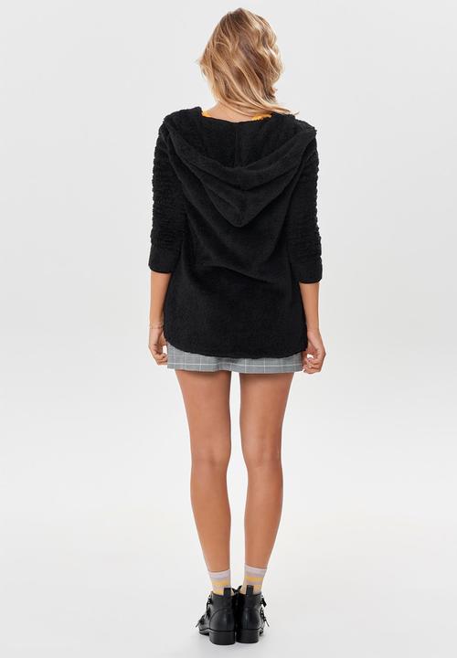 ONLY - New contact hooded sherpa coat - black