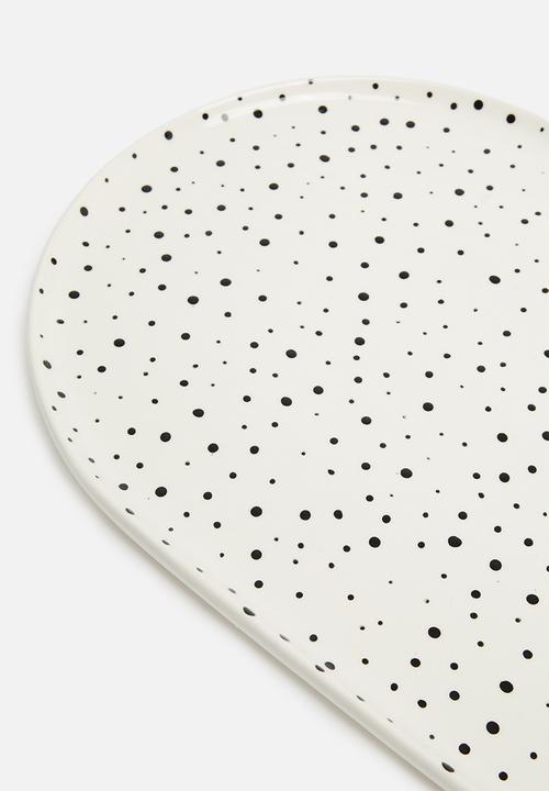 Urchin Art - Lena platter - white & black 