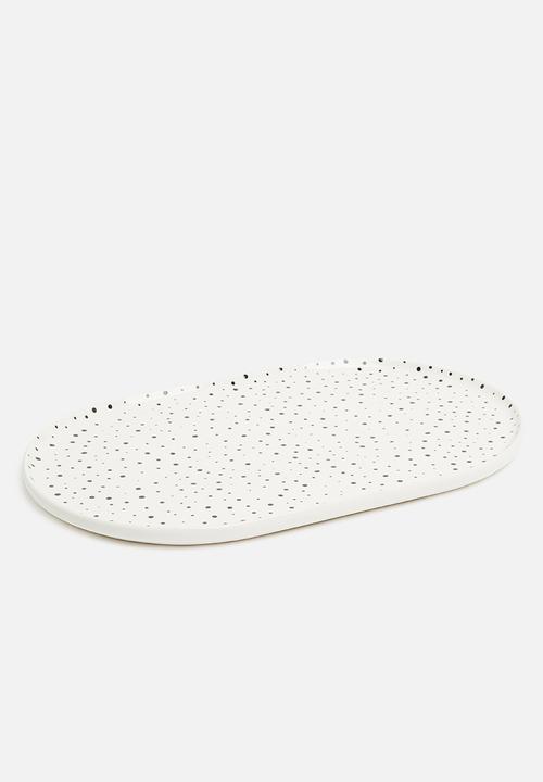 Urchin Art - Lena platter - white & black 
