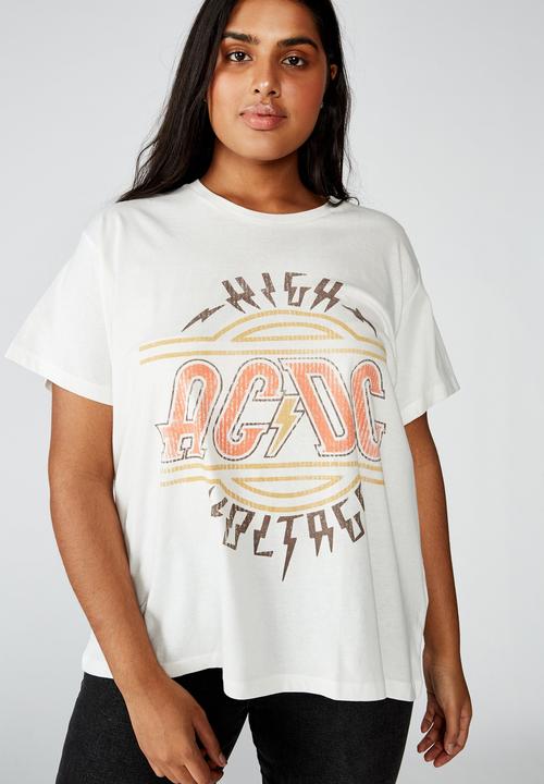 Cotton On - Curve graphic license tee high voltage - white 