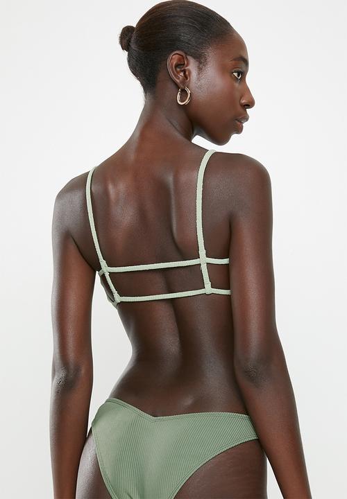Cotton On - Backless tube bikini top - sage crinkle