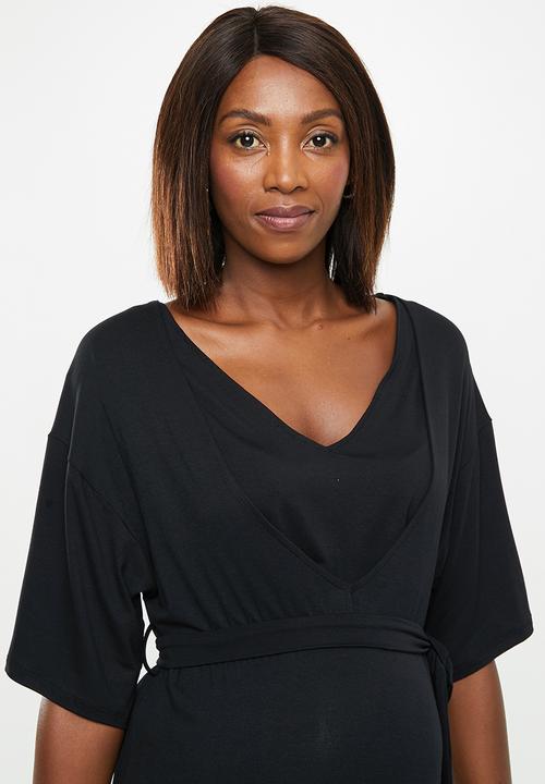 edit Maternity - Maternity Feeding belted knit dress - black