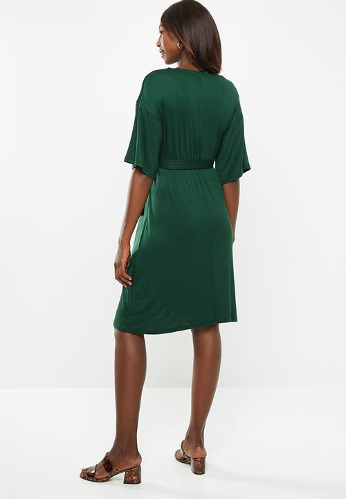 edit Maternity - Maternity Feeding Belted knit dress - bottle green