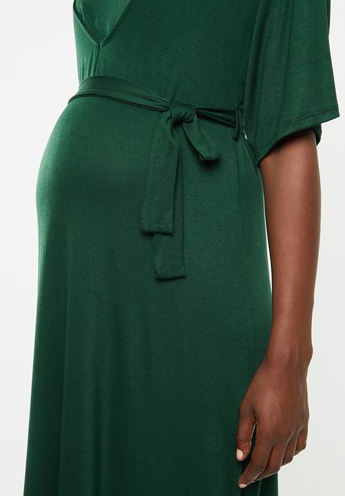 edit Maternity - Maternity Feeding Belted knit dress - bottle green