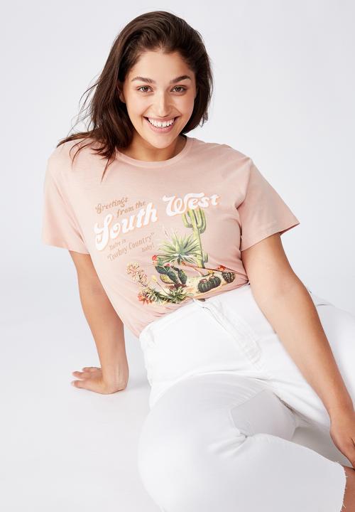 Cotton On - Curve graphic tee south west - pink 