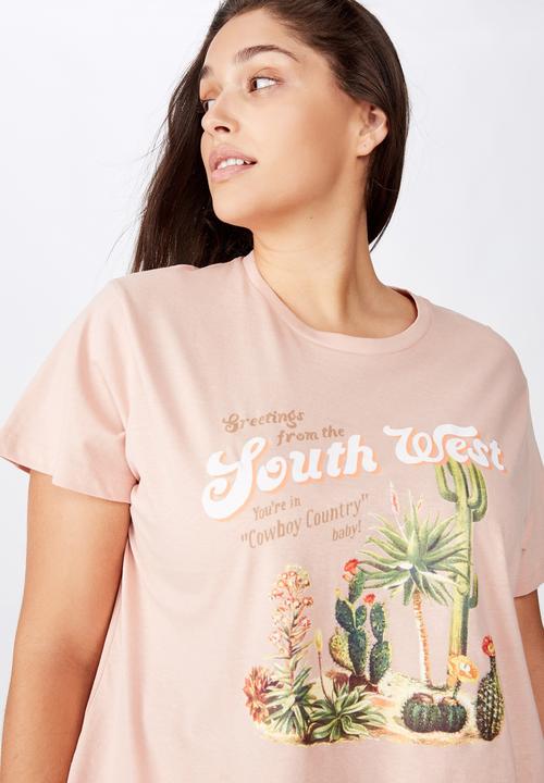 Cotton On - Curve graphic tee south west - pink 