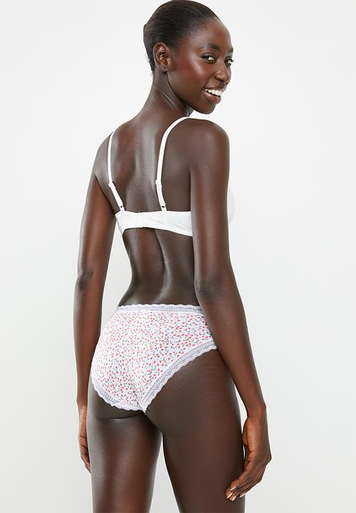 Cotton On - Smooth lace trim bikini brief - tulip ditsy