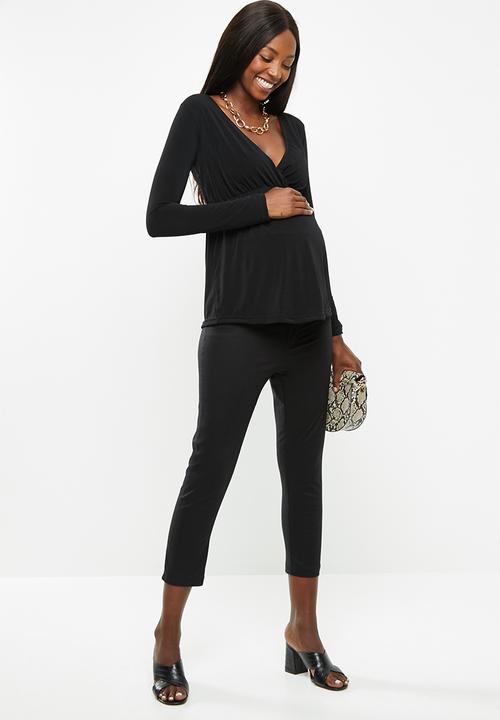 Superbalist - Maternity mock wrap top - black