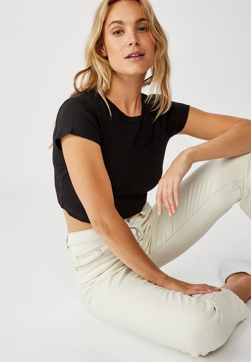Cotton On - The baby sister pointelle tee - black