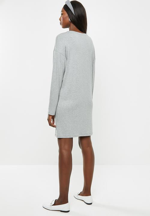 Superbalist - Maternity Long sleeve tee dress - grey melange