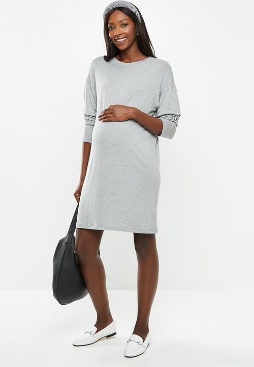 Superbalist - Maternity Long sleeve tee dress - grey melange