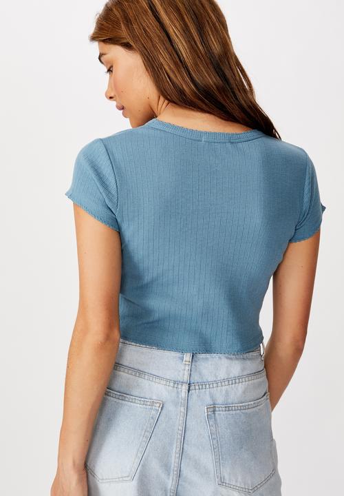 Cotton On - The baby sister pointelle tee - provincial blue